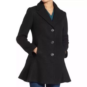 Kensie Wool Blend Peplum Coat
